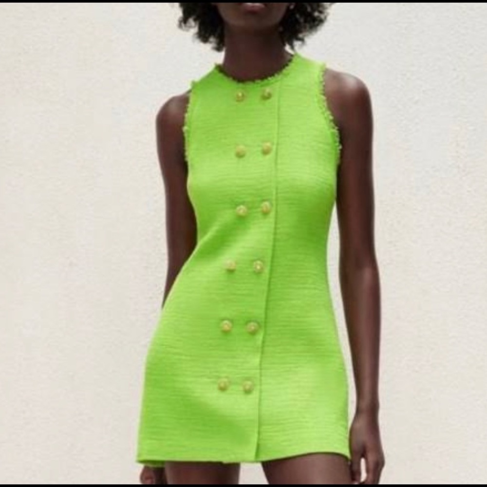 Green tweed dress